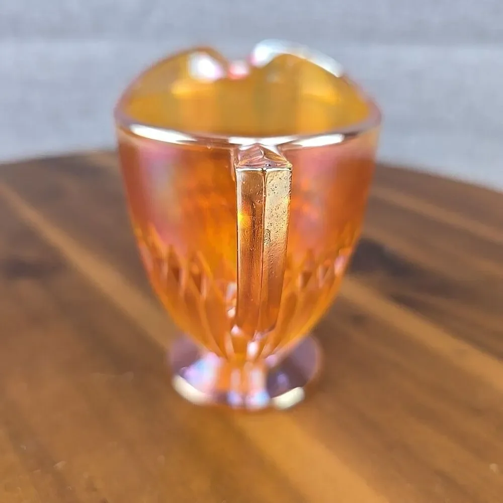 Jeannette Glass Anniversary Iridescent Marigold Creamer‎ Vintage Glassware